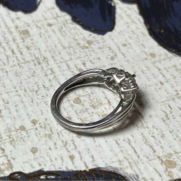 Estate SUN 925 sterling silver CZ twitsted women's ring size 6.75 D3 - Picture 5 of 9